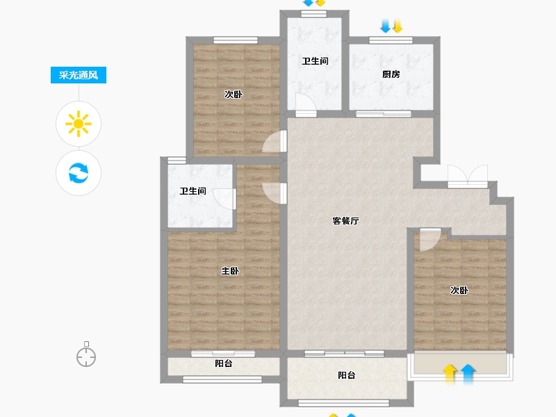 河南省-周口市-建业森林半岛-120.00-户型库-采光通风