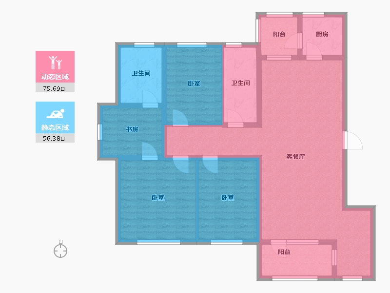 辽宁省-大连市-普罗旺斯-117.83-户型库-动静分区