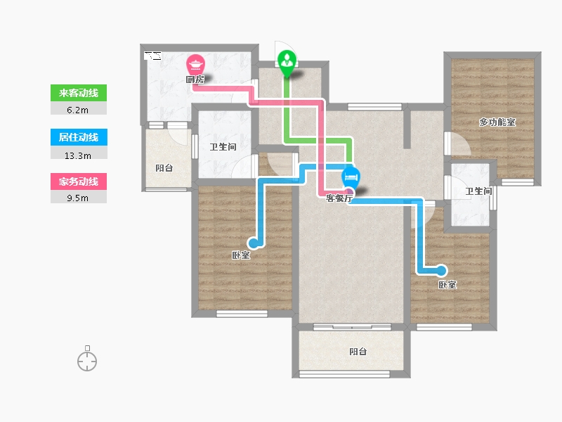 江苏省-苏州市-浦湾公馆-105.85-户型库-动静线