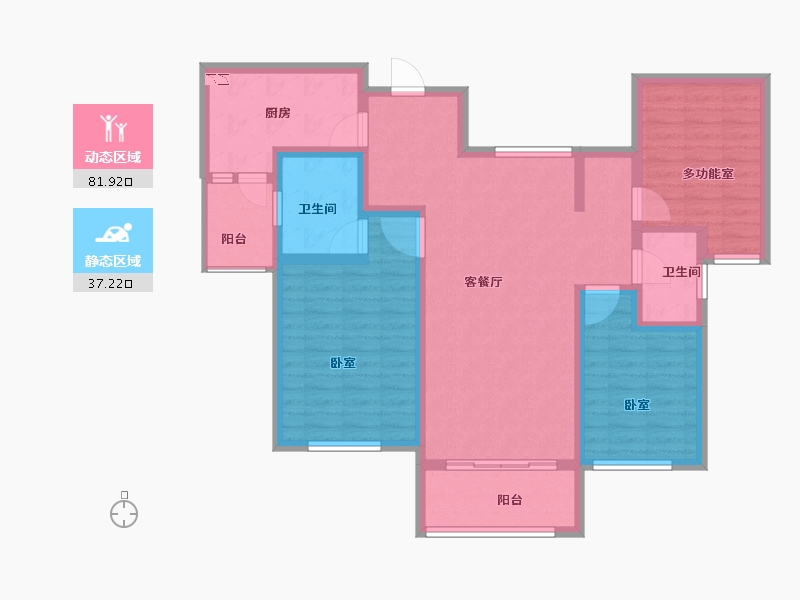 江苏省-苏州市-浦湾公馆-105.85-户型库-动静分区