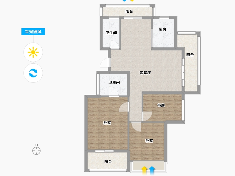 浙江省-绍兴市-华宇兰园-96.00-户型库-采光通风