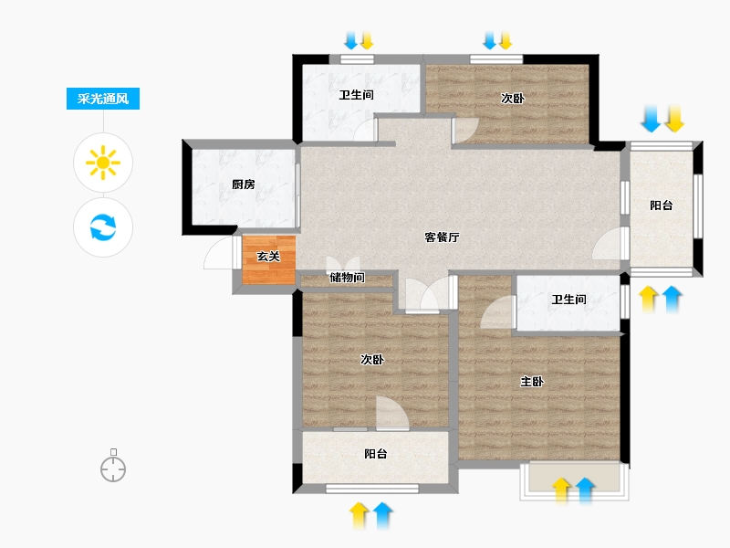 山东省-青岛市-和达城上城-99.20-户型库-采光通风