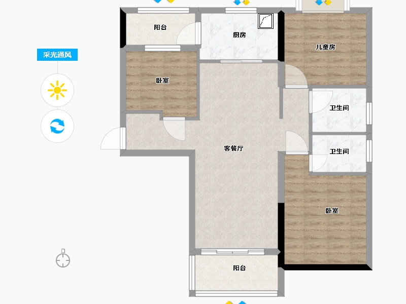 浙江省-绍兴市-诸暨碧桂园-89.58-户型库-采光通风