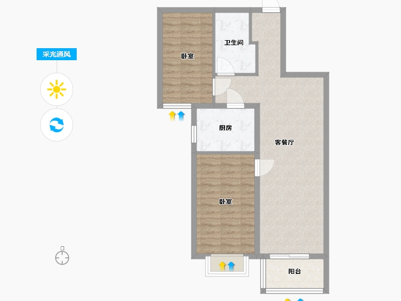 河北省-唐山市-润达万科金域蓝湾-71.00-户型库-采光通风