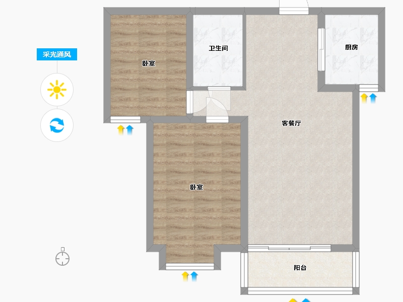 河北省-石家庄市-紫睿天和-67.06-户型库-采光通风