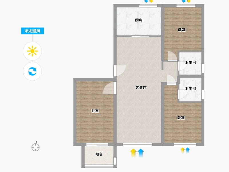 河北省-唐山市-柒麟湾-99.29-户型库-采光通风