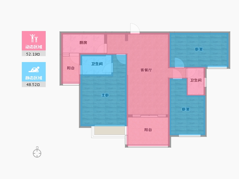 内蒙古自治区-呼和浩特市-恒大雅苑-89.62-户型库-动静分区