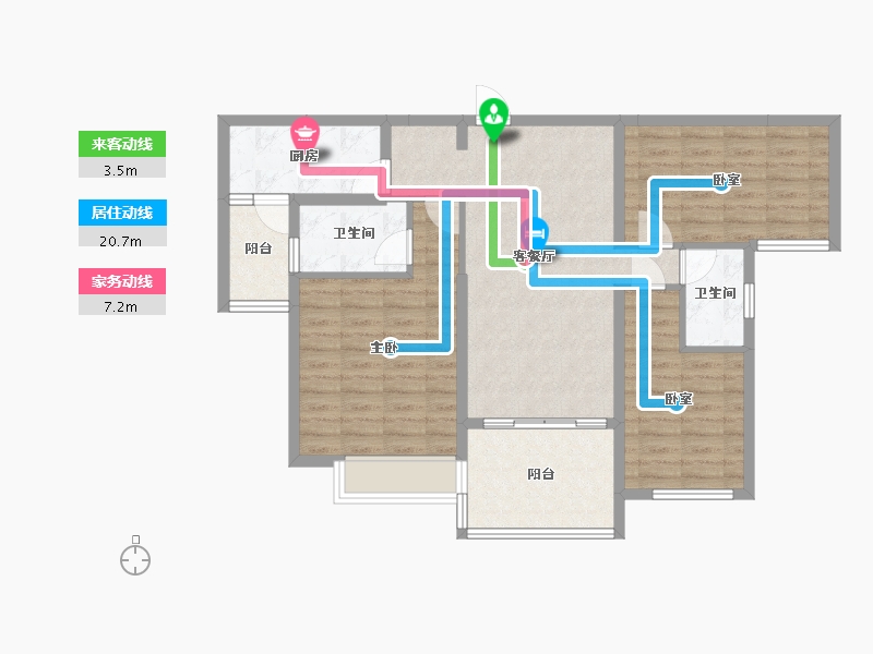 内蒙古自治区-呼和浩特市-恒大雅苑-89.62-户型库-动静线