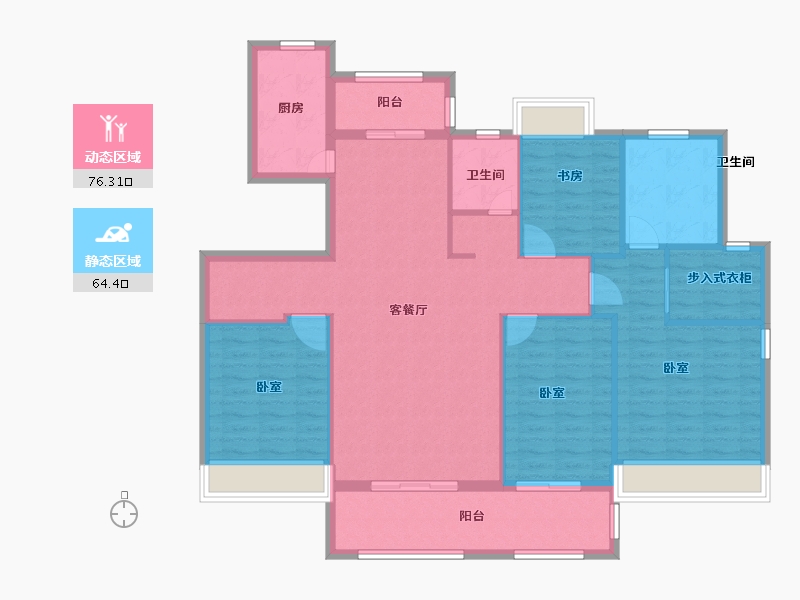 浙江省-宁波市-银亿上府-127.99-户型库-动静分区