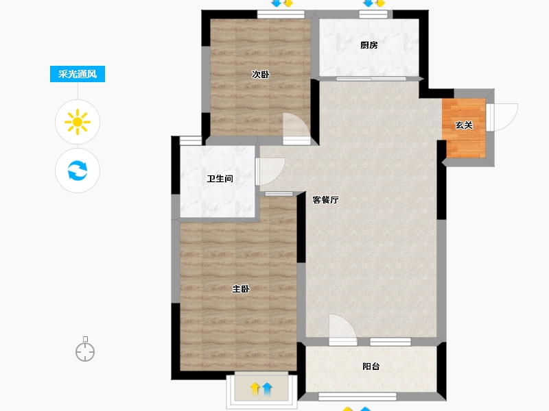 山东省-青岛市-和达城上城-70.39-户型库-采光通风