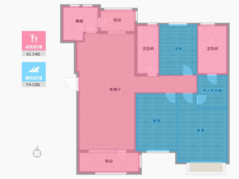 辽宁省-大连市-普罗旺斯-132.02-户型库-动静分区