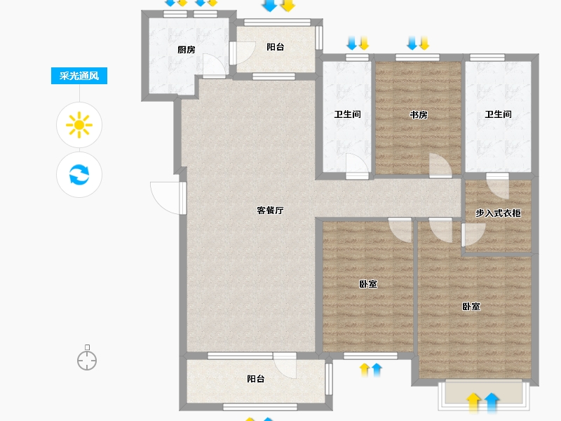 辽宁省-大连市-普罗旺斯-132.02-户型库-采光通风