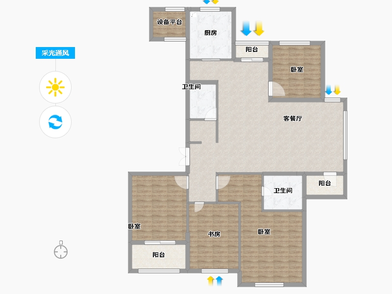 浙江省-宁波市-阳光威尼斯-146.00-户型库-采光通风