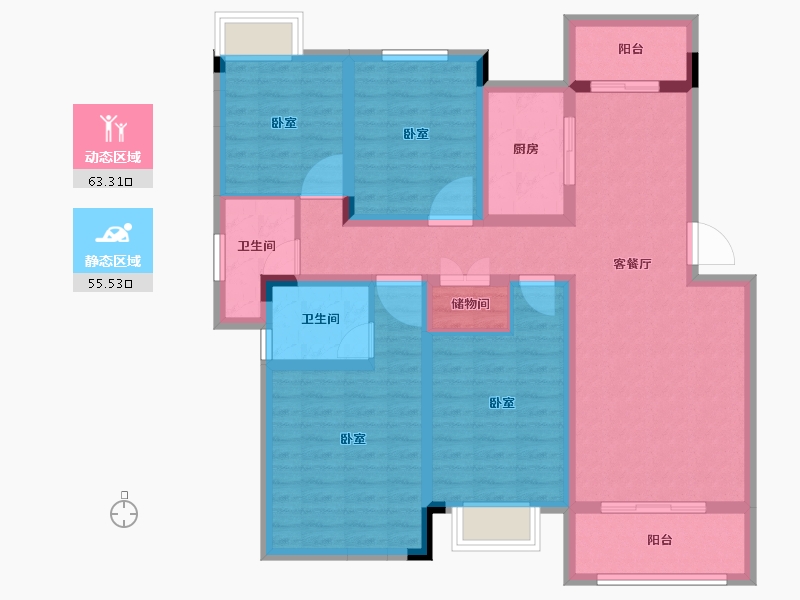 安徽省-合肥市-东方早城-104.82-户型库-动静分区