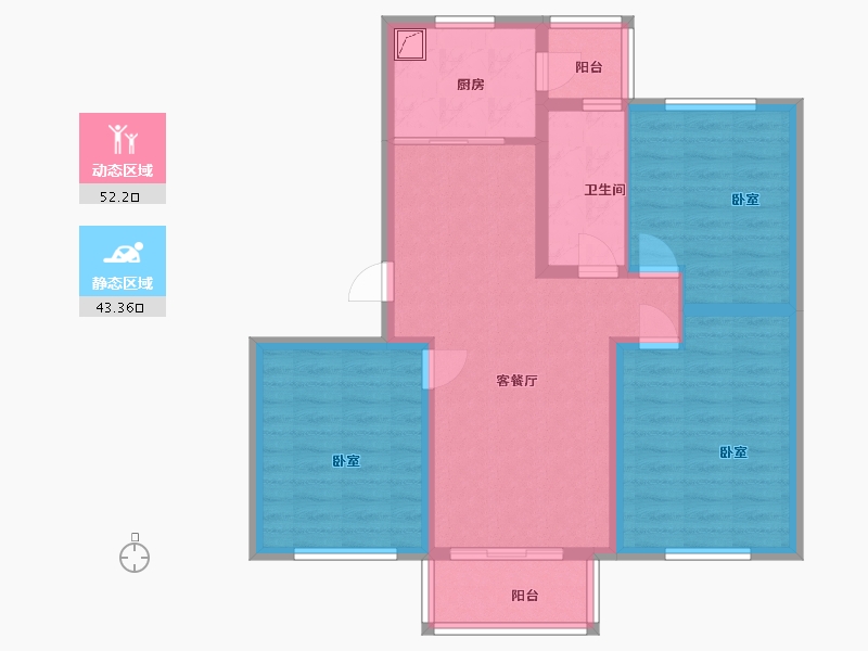 江苏省-扬州市-江广之星-85.00-户型库-动静分区