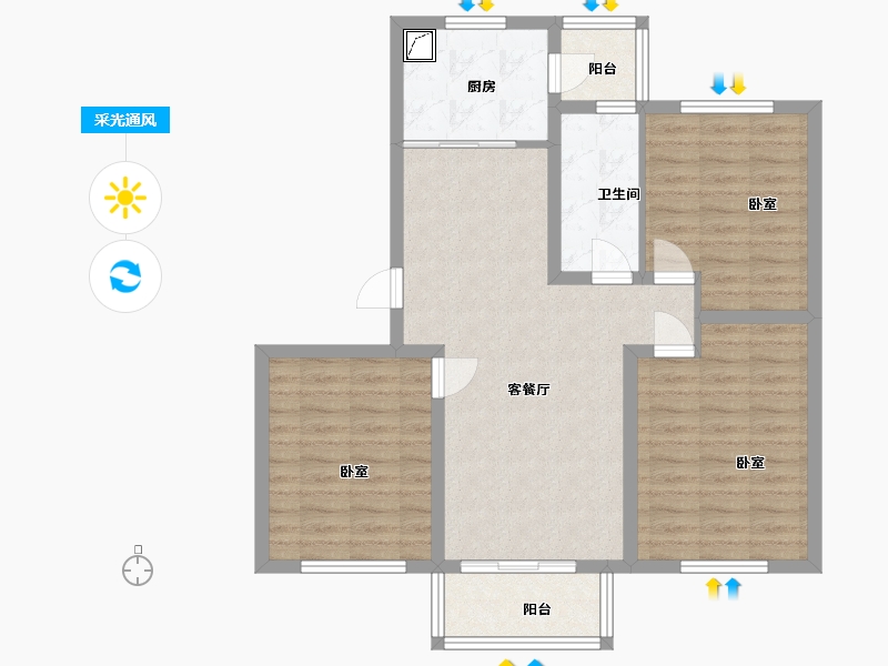 江苏省-扬州市-江广之星-85.00-户型库-采光通风