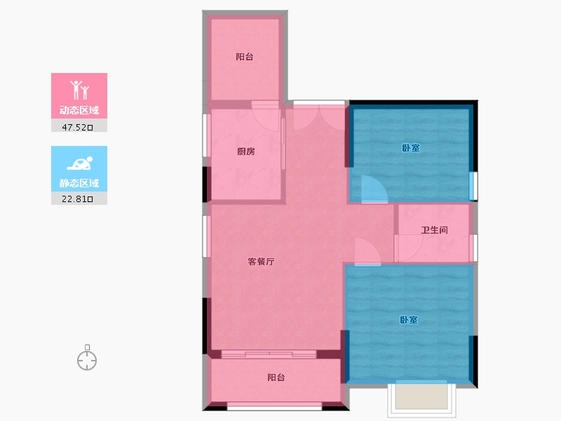 广东省-江门市-万隆茗汇轩-63.43-户型库-动静分区