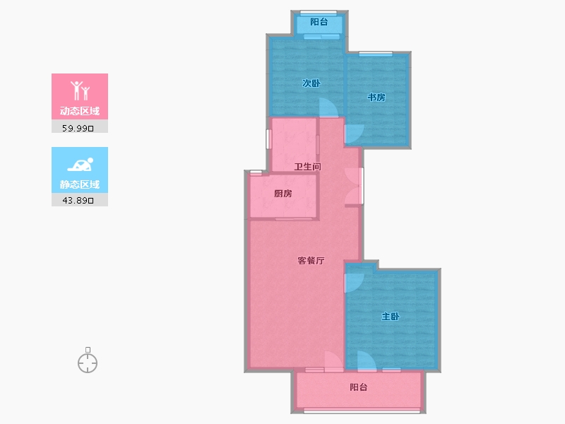 山东省-青岛市-紫薇广场-94.40-户型库-动静分区