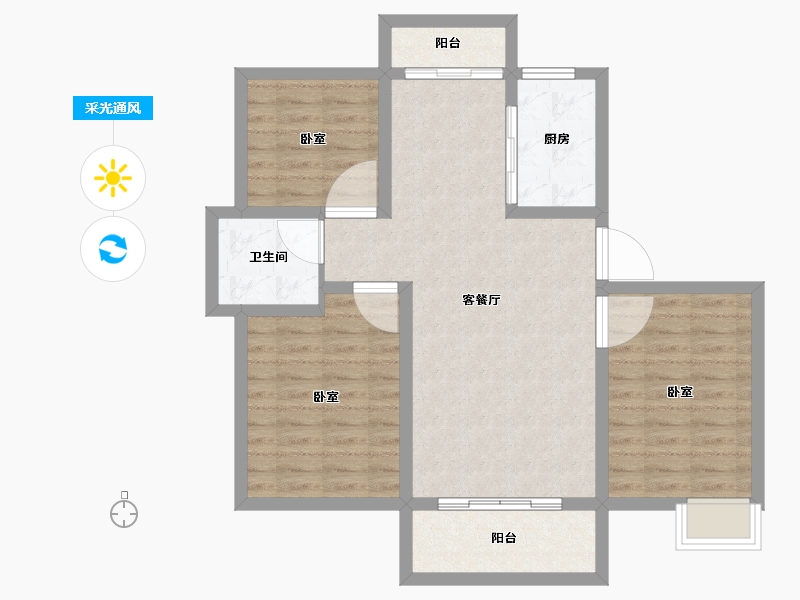 安徽省-合肥市-东方早城-82.53-户型库-采光通风