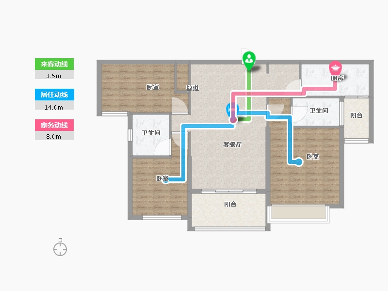 黑龙江省-齐齐哈尔市-恒大翡翠华庭-106.20-户型库-动静线