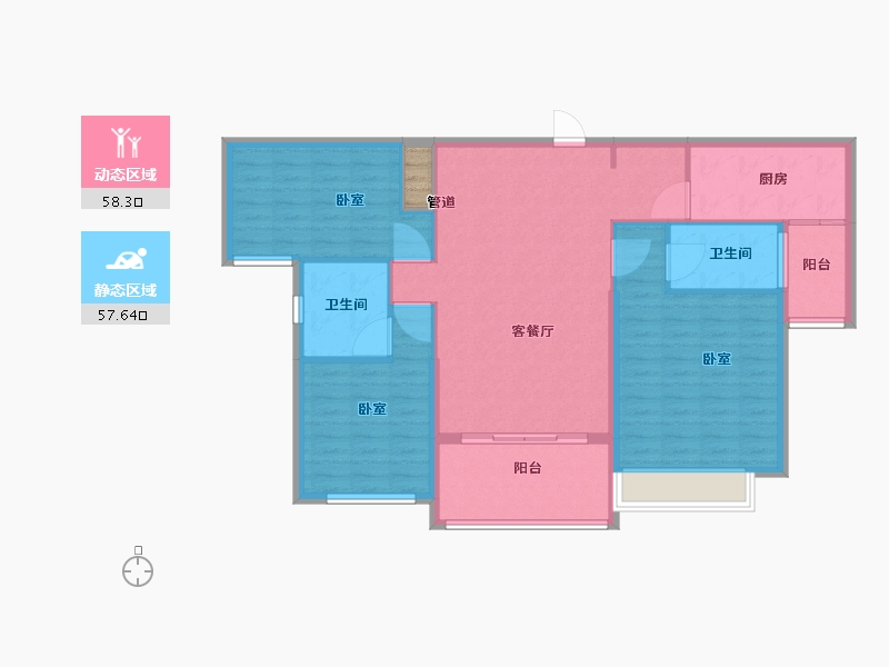 黑龙江省-齐齐哈尔市-恒大翡翠华庭-106.20-户型库-动静分区