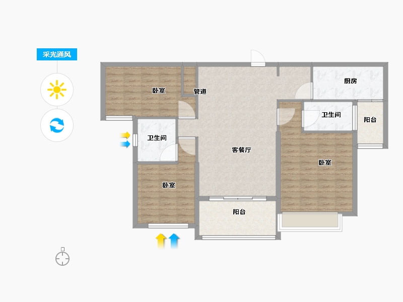 黑龙江省-齐齐哈尔市-恒大翡翠华庭-106.20-户型库-采光通风