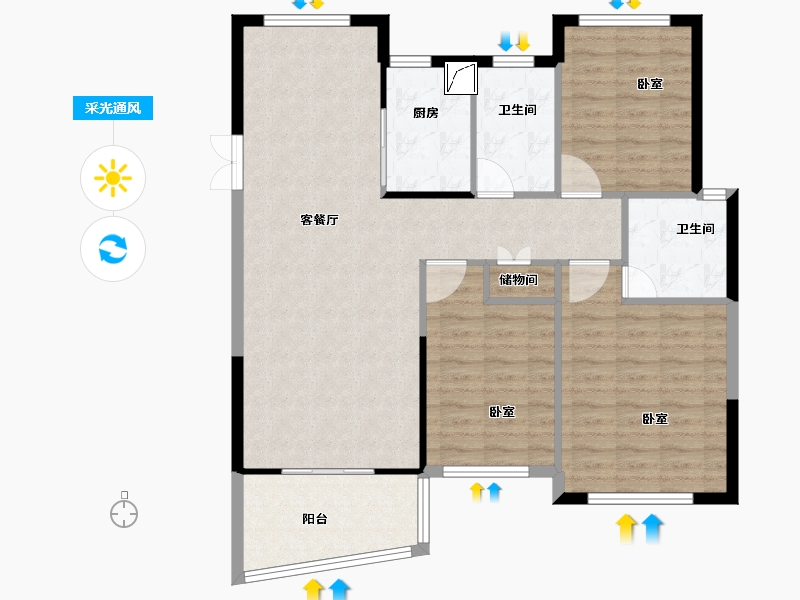 江西省-南昌市-朝阳江上院-102.09-户型库-采光通风