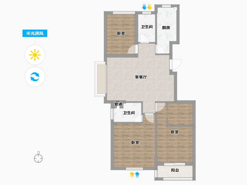 浙江省-杭州市-凯喜雅锦河湾-81.98-户型库-采光通风