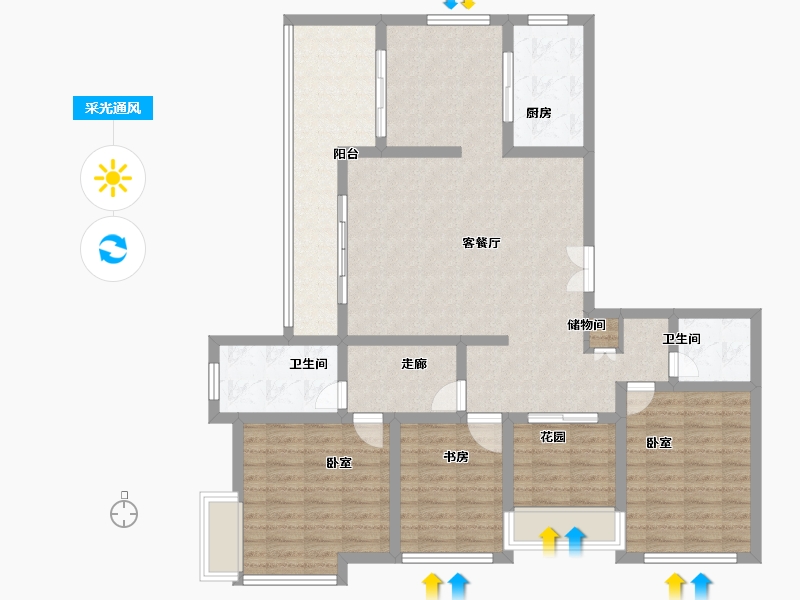 江苏省-无锡市-龙泽半岛逸湾-119.01-户型库-采光通风