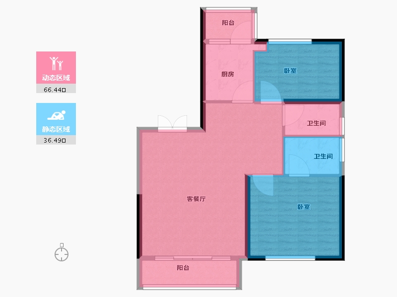 黑龙江省-齐齐哈尔市-锦湖·金色世家-94.01-户型库-动静分区