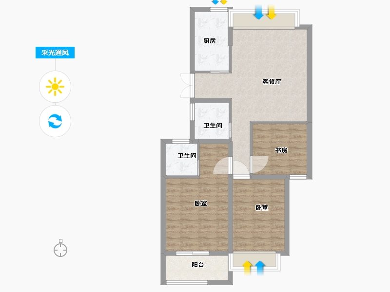 江苏省-扬州市-席家花园-79.00-户型库-采光通风