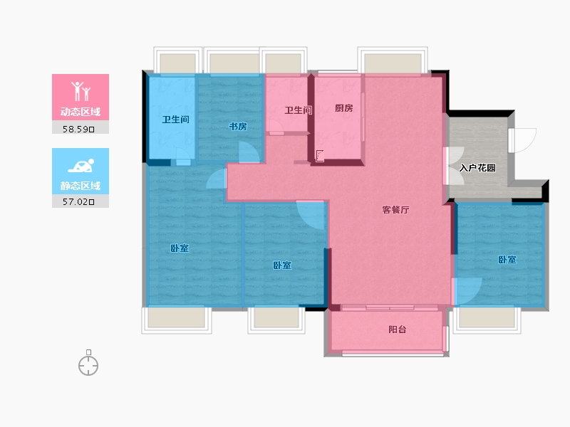 江苏省-扬州市-宝应碧桂园-112.07-户型库-动静分区