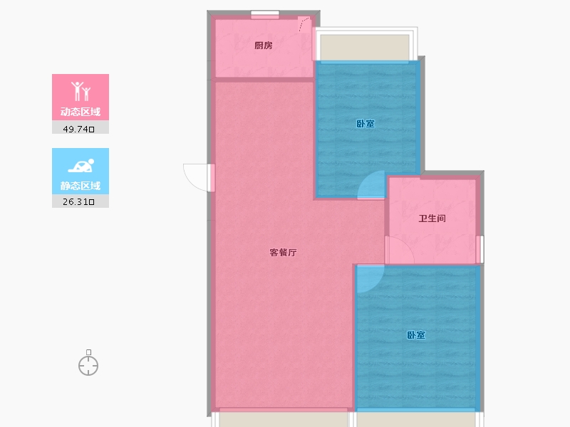 辽宁省-盘锦市-华发新城-69.52-户型库-动静分区