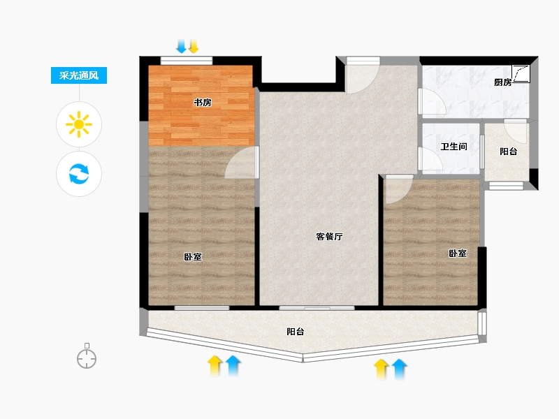 江西省-南昌市-朝阳江上院-76.00-户型库-采光通风