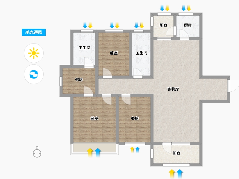 辽宁省-大连市-普罗旺斯-110.26-户型库-采光通风