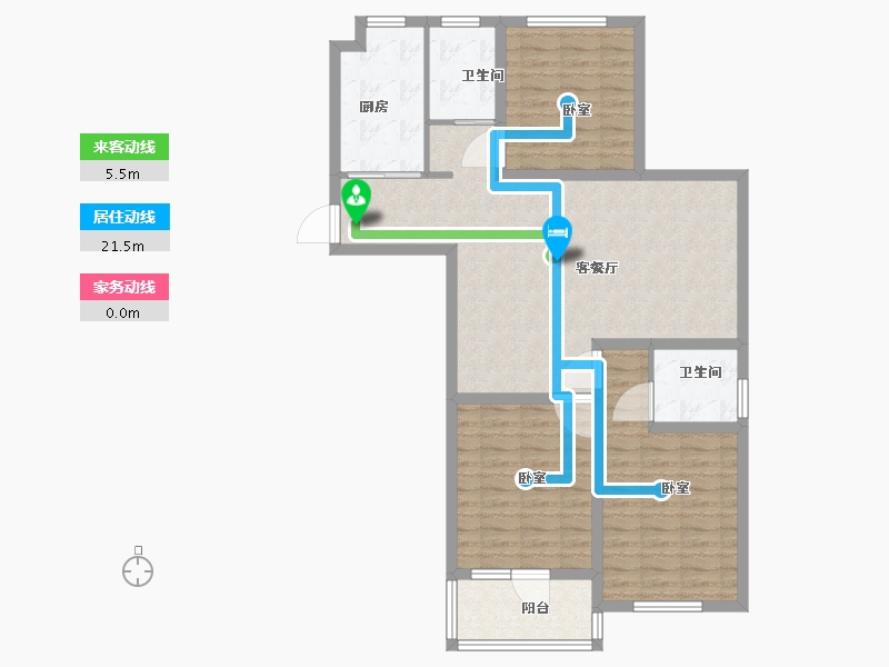 江苏省-扬州市-江都恒通帝景蓝湾-95.00-户型库-动静线