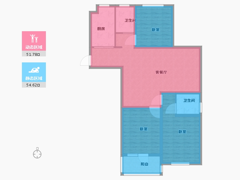 江苏省-扬州市-江都恒通帝景蓝湾-95.00-户型库-动静分区