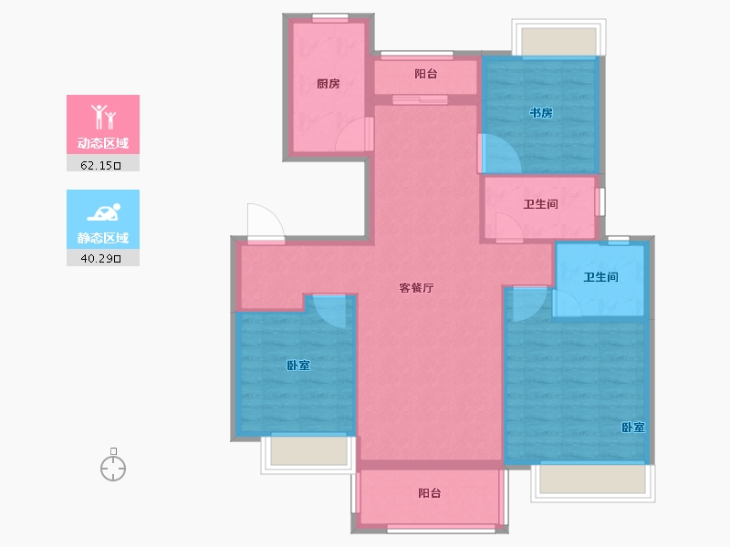 浙江省-宁波市-银亿上府-91.99-户型库-动静分区