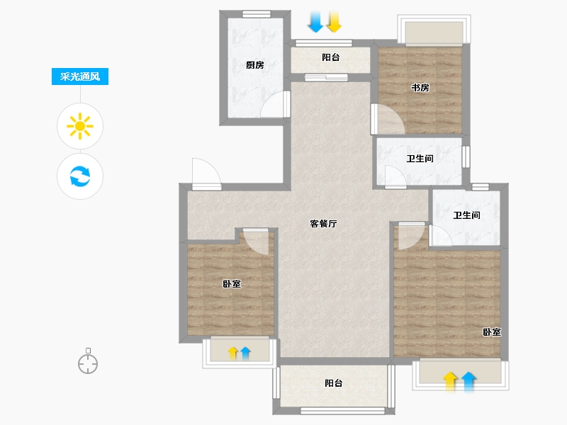 浙江省-宁波市-银亿上府-91.99-户型库-采光通风