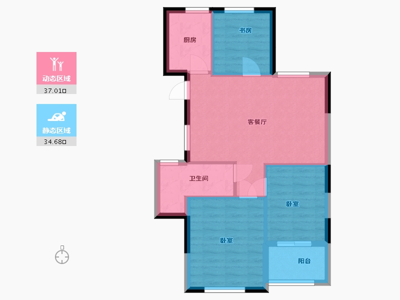 浙江省-绍兴市-滨江城市之星-64.52-户型库-动静分区