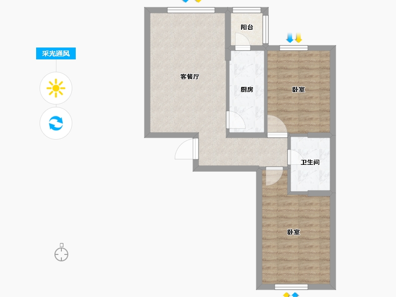 辽宁省-抚顺市-抚顺巴塞-60.56-户型库-采光通风