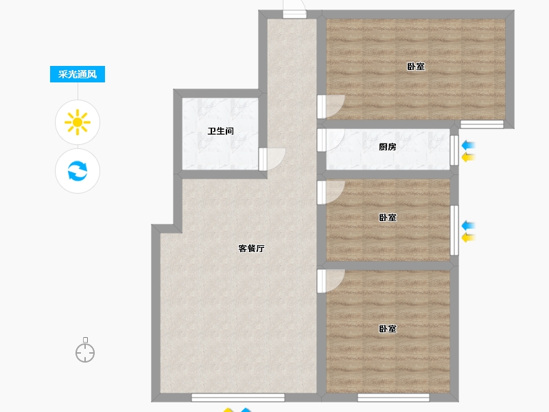 河北省-邯郸市-和平新世界广场-81.29-户型库-采光通风