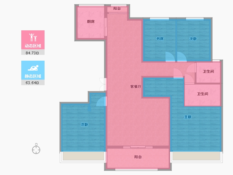 内蒙古自治区-呼和浩特市-万锦·南堤香墅-133.31-户型库-动静分区