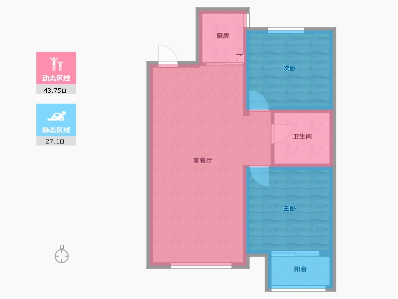 内蒙古自治区-呼和浩特市-万锦·南堤香墅-63.37-户型库-动静分区