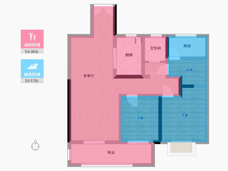 湖南省-长沙市-吾悦华府-74.50-户型库-动静分区