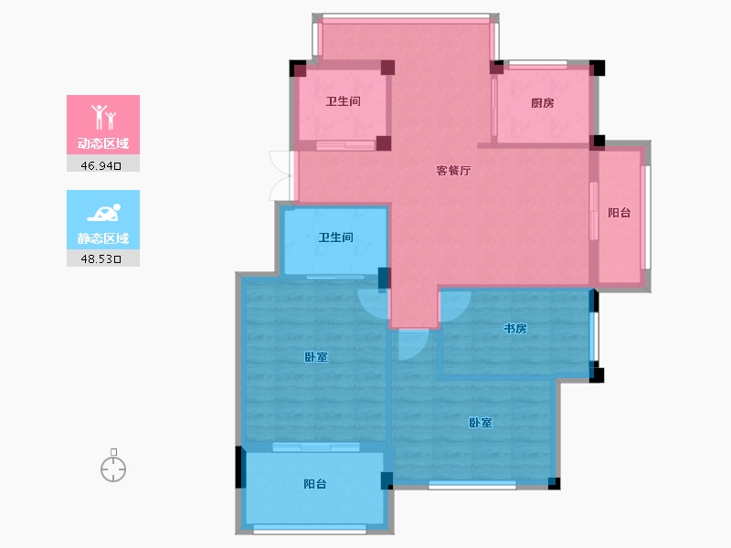 浙江省-杭州市-恒厚阳光城-86.00-户型库-动静分区