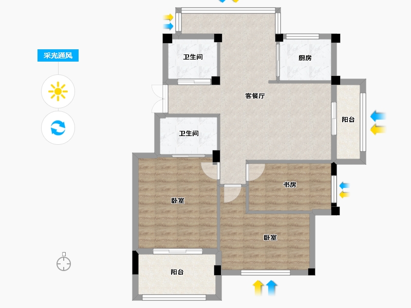 浙江省-杭州市-恒厚阳光城-86.00-户型库-采光通风