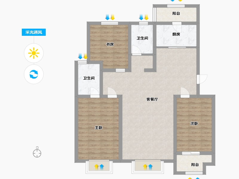 山东省-青岛市-宝佳中央湖岸-96.30-户型库-采光通风