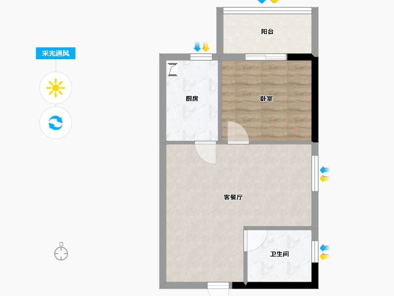 湖北省-武汉市-银湖九号-47.65-户型库-采光通风