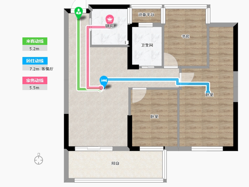 浙江省-宁波市-宁兴嘉利玫瑰园-78.00-户型库-动静线